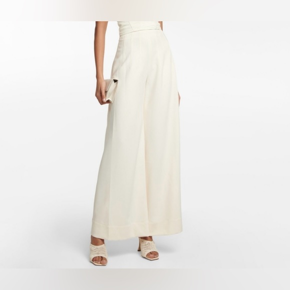 STAUD Pants - Staud - Caleb high-rise wide-leg pants ivory size 6 STAUD31812